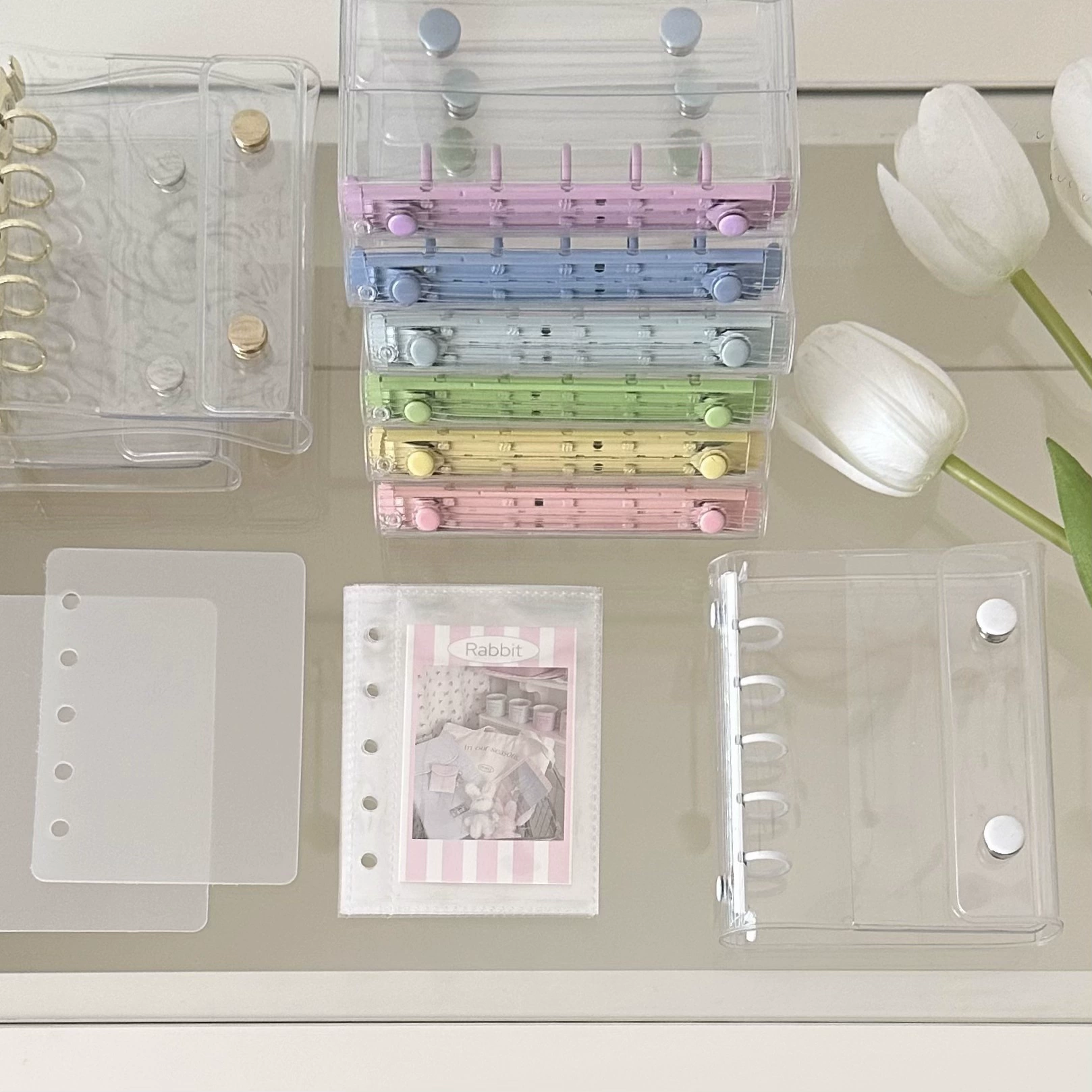 M5 свежий прозрачный мягкий корпус из ПВХ с двумя кнопками, цветной зажим, блокнот Guka с отрывными листами, ручная книга, фотоальбом Polaroid, хранение ногтей