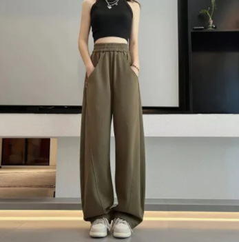 狭い版の広腿のズボンの女性の春秋2023の新型の高腰のバナナのズボンのカジュアルな垂直感のストレートなスポーツのズボン