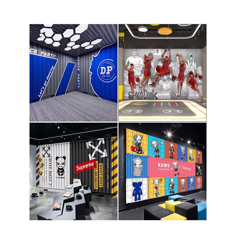 Basketball Trendy Brand Background Wallpaper Container Bear Wallpaper Sports Stadium Clothing Shoe Store Gym Mural Wall Covering