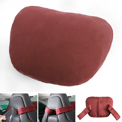 Headrest: headrest BYD Han double strap - red-double-strap-perforated-headrest