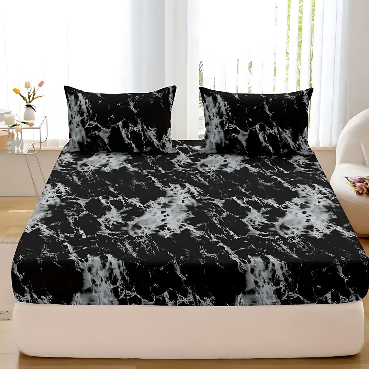 TEMU / JIT patrón de mármol 3D impresión digital transpirable cama Kasa Kit fuente fabricante puede hacer