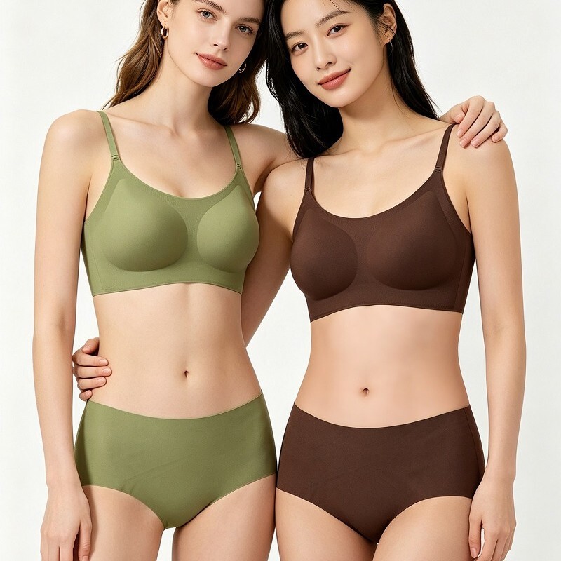 Seamless Vest-Style Underwear, Wireless Thin U-Neck Beautiful Back Bra Set, Lightweight Seamless Vest-Style Underwear, Wireless Thin U-Neck Beautiful Back Bra Set, Lightweight