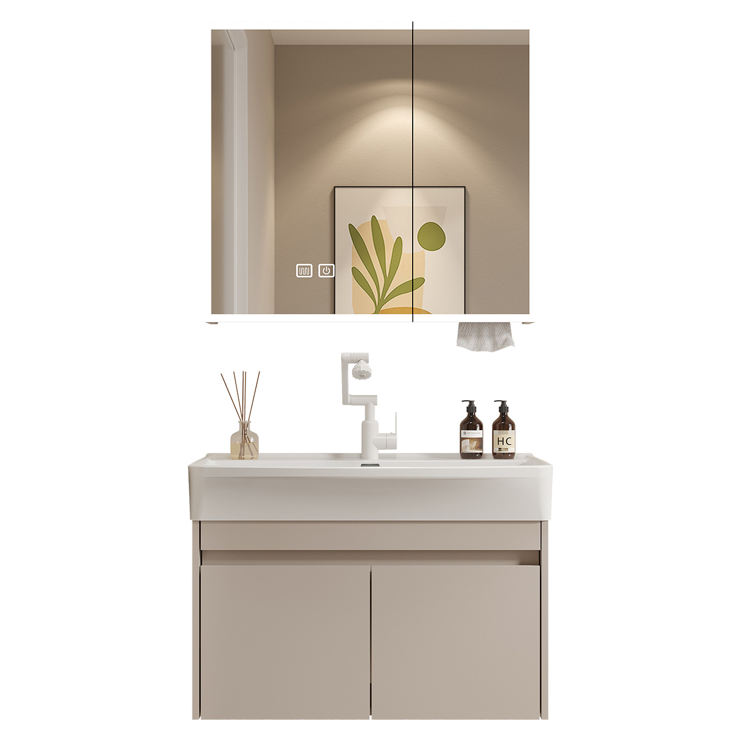 gabinete de baño de madera maciza multicapa 18CM profundización cerámica integral lavabo a prueba de humedad lavabo a prueba de agua lavabo