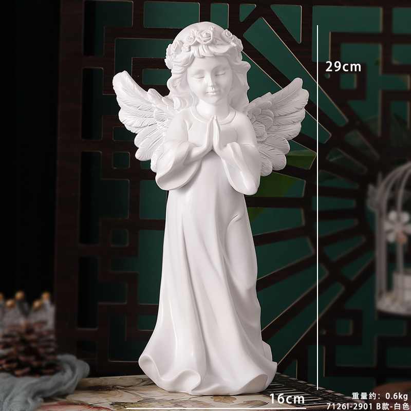 Ángel retro europeo adornos estatuas de yeso de resina americana escultura accesorios de decoración de escritorio de chicas