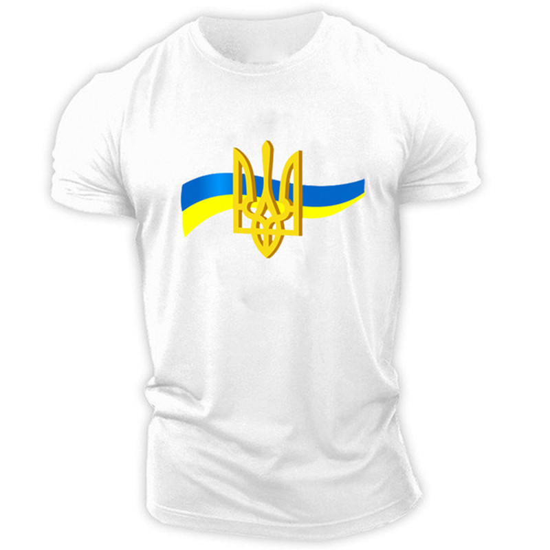 Camiseta de los hombres de Ucrania de manga corta de verano emblema nacional de Ucrania bandera impresa en 3D moda suéter de cuello redondo ropa