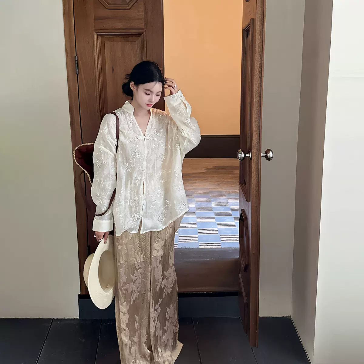 【南鸢若尘】国风新中式夏季蝴蝶绣花蕾丝拼接衬衫女重工刺绣上衣