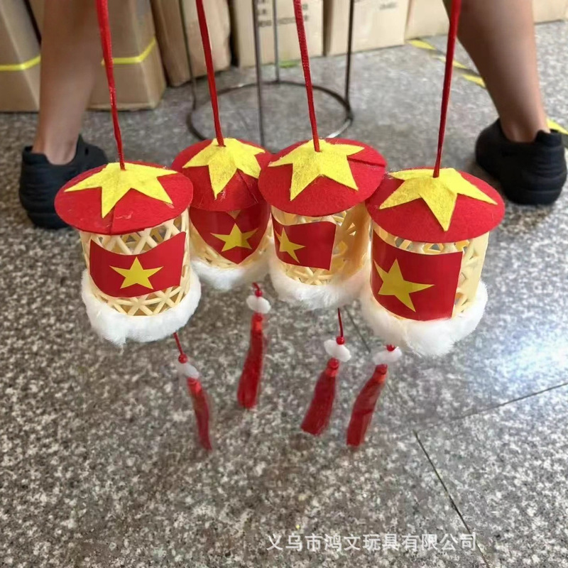 竹编发光五星灯笼夜市摆地摊发光古风小商品灯笼爆款手工编织花灯|undefined