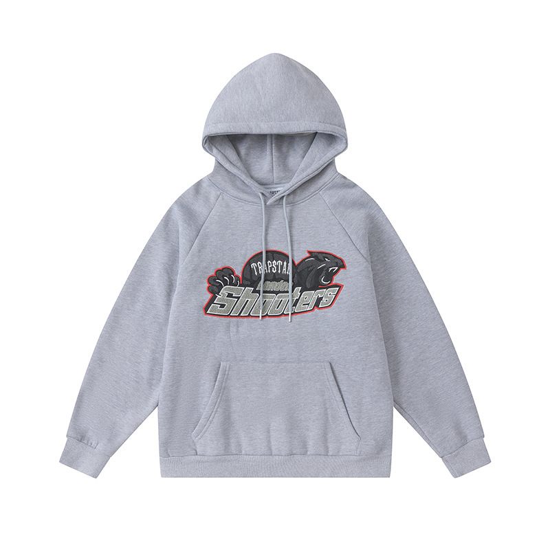 Trapstarタオル刺繍とベルベットの帽子付きガードルのジッパー付きズボンのカジュアルセット|undefined