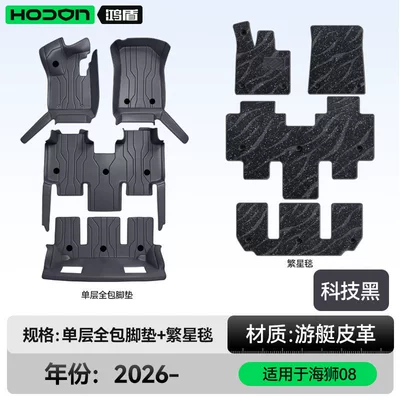 trunk mat accessories and supplies, Modelə uyğun ayaqaltı - 212t01six-seatersea-lion-08-double-layer-foot-mat-tech-black-black-starry-carpet-with-starlight-embellishments