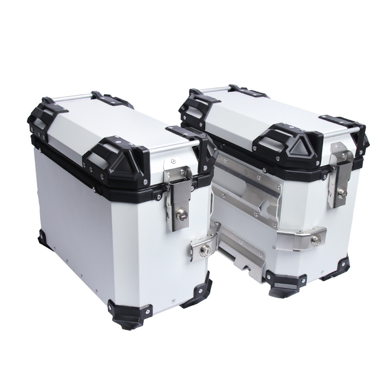 Motocicleta de gran capacidad 38L caja lateral blanca, maleta de almacenamiento impermeable, maleta de motocicleta tres cajas