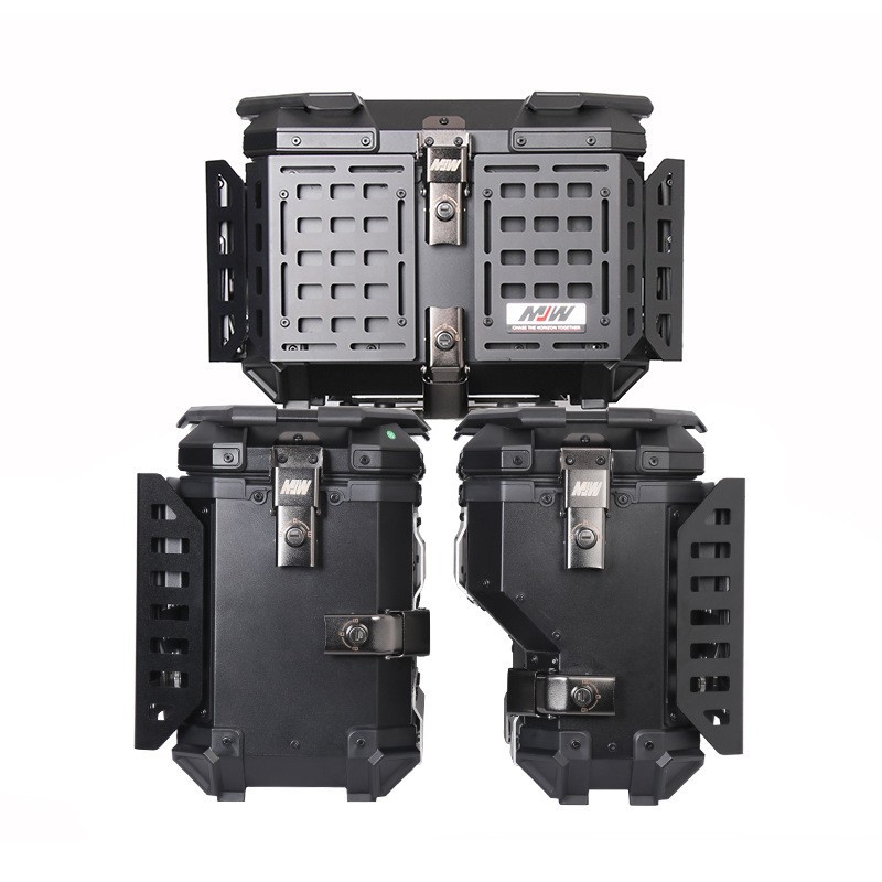 38L Multifunctional Armored Black Aluminum Alloy Three-Box Motorcycle Tail Box Side Box for Motorcycle Travel and Camping Trunk