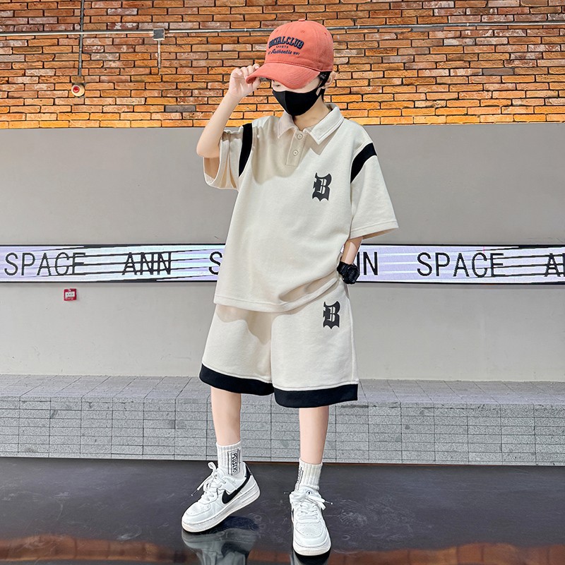 Children's Clothing Boys Summer Suit 2025 New Medium and Large Kidsren's Short-Sleeved Boys Summer Thin Sports Polo Shirt Trendy