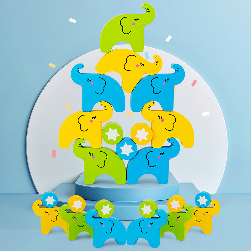 Elefante equilibrio laminado juguetes de bloques de construcción juguetes experimentales científicos juguetes de puzzle para niños ejercicios de equilibrio juguetes de madera