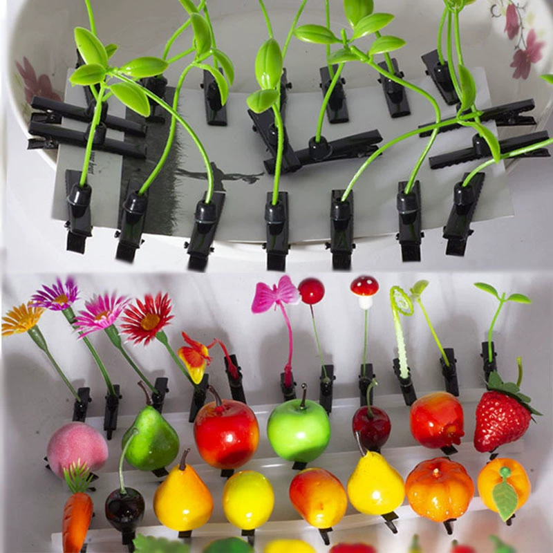 Заколка для волос с проростками травы, заколка для волос с фруктами, ювелирные изделия за один юань, головные уборы для ночного рынка, туристические достопримечательности, забавные украшения, аксессуары для волос