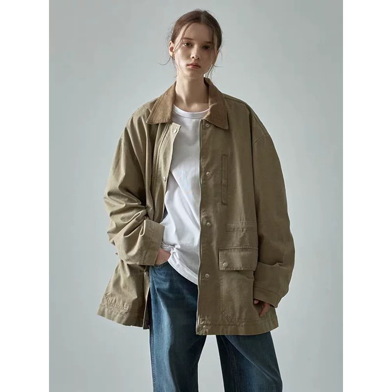Осенняя куртка для отдыха, trench coat, свободный крой, приталенная
