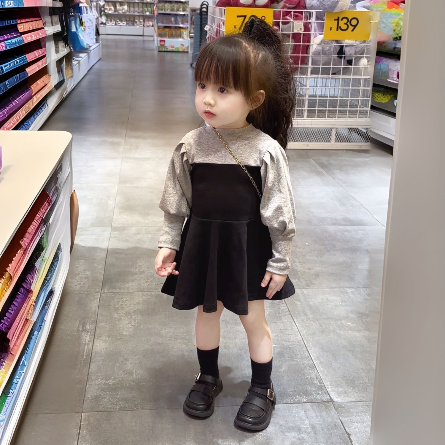 Girls Small and Middle-aged Children's dress Skirt Autumn New Korean Style Western Style Baby Children's Children's Wear Spring and Autumn Long-sleeved Princess