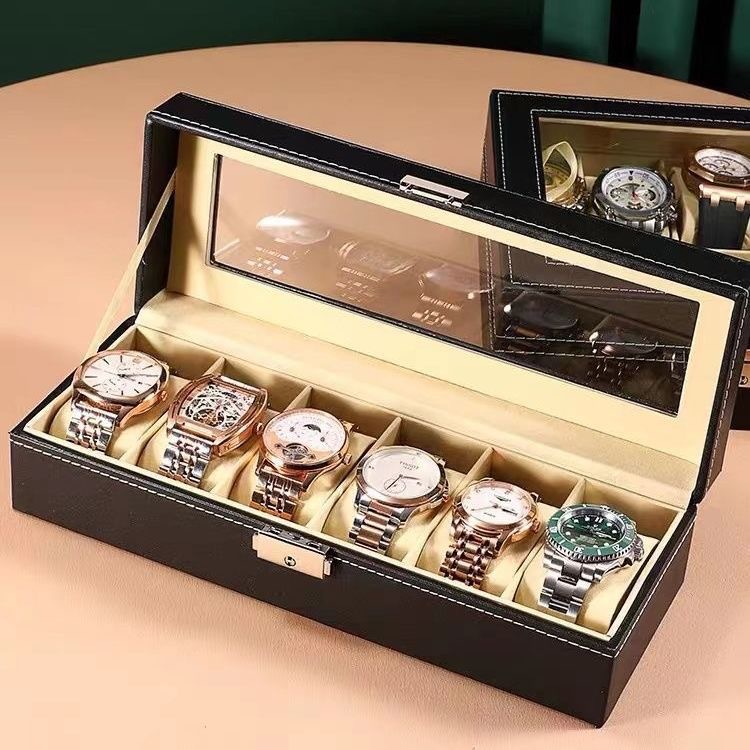 Leather Watch Box, Watch Storage Box, Watch Display Box, Watch Box, Multiple Watch Jewelry Box, Skylight Bracelet Box