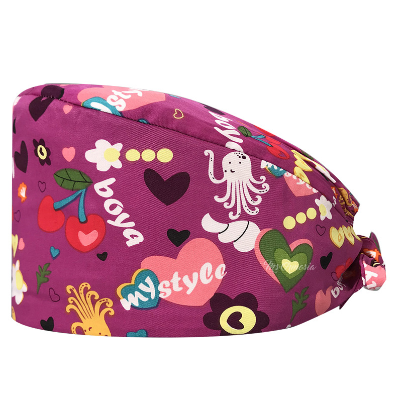 Venta caliente de Europa y América Mickey casquillo de la enfermera médico tapa de impresión de algodón puro sombrero de trabajo de exportación de comercio exterior en la acción al por mayor