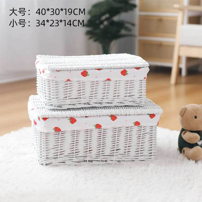 Yiran en stock ratán organizador caja tejida con cubierta de tela extraíble y lavable casa dormitorio ropa edredón almacenamiento cesta