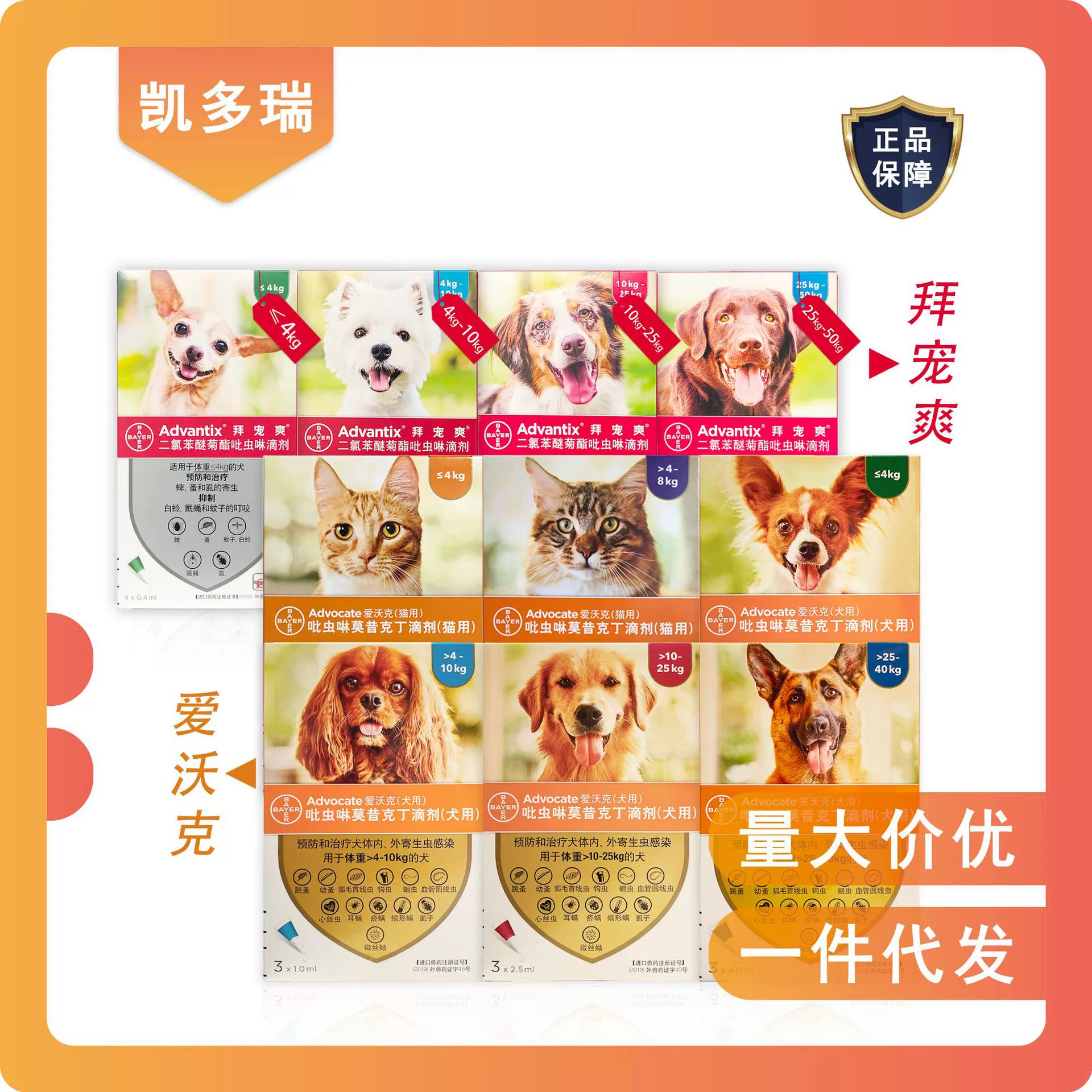 Bayer Aiwoke Bayer Pet Refresh Bayer Pet Clean: Капли для удаления клещей из ушей собак и кошек, от глистов и клещей, для внутренней и внешней дегельминтации животных