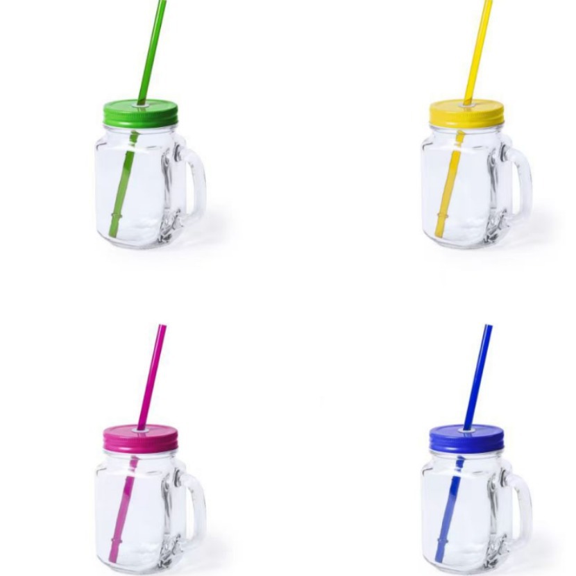 Venta al por mayor Amazon Gallo taza vidrio Mason taza gradiente color mango taza bebida leche té taza imprimible