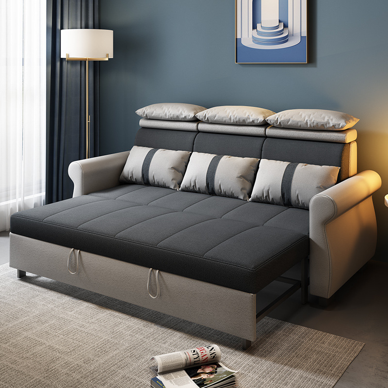 Tecnología de tela sofá cama plegable sala de estar pequeño sofá doble triple multifuncional sofá cama de doble uso