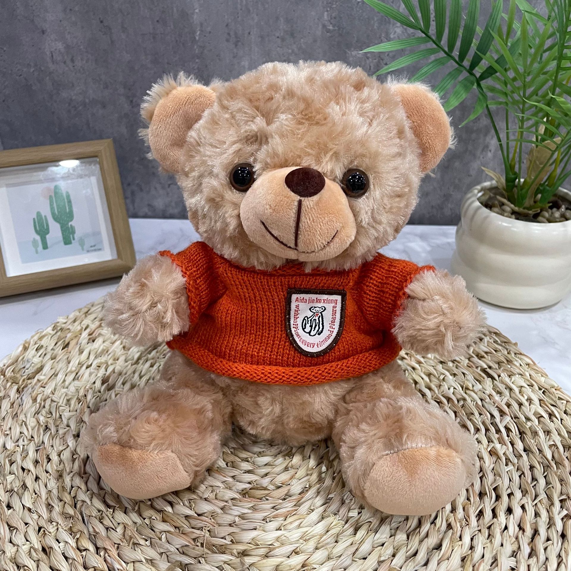 Teddy Bear se puede imprimir LOGO evento de vacaciones muñeca regalo para el hogar adornos de escritorio abrazar juguetes de peluche