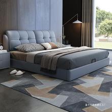 床现代简约主卧室大气轻奢1.5米8双人实木软包科技布艺床