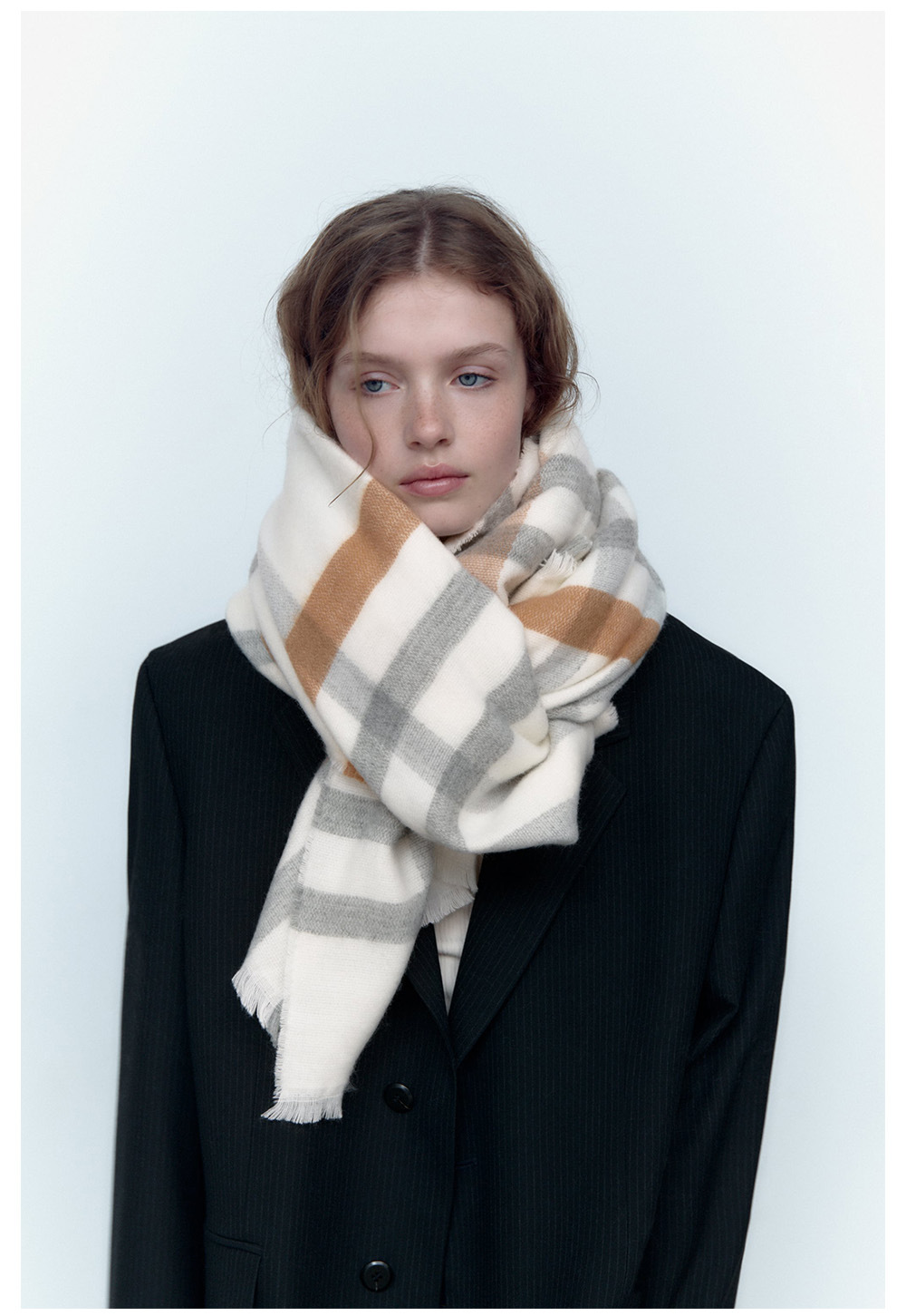 Bufanda de invierno mujer cuadros suave efecto cachemir cálida_voghion.com