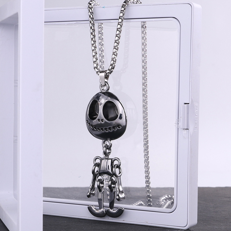 Chaîne de pull avec pendentif de célébrité sur Internet de la rue hip-hop à la mode, nouvelle tendance de collier de crâne de fantôme extraterrestre_voghion.com