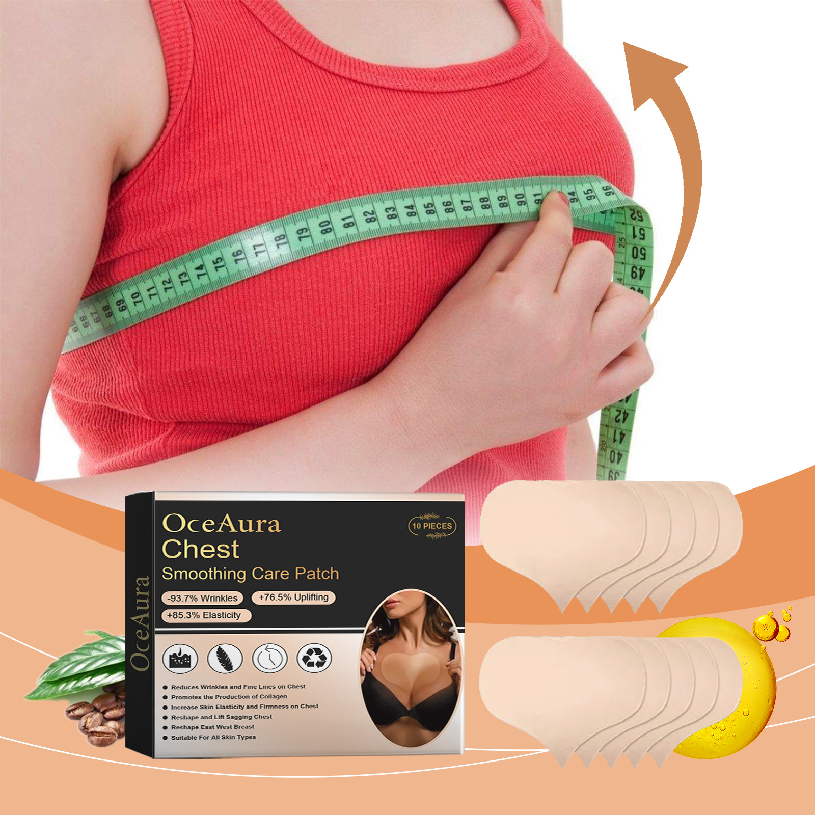 Oceaura Anti-Wrinkle Breast Patch, Breast Skin Anti-Wrinkle Moisturizing and Moisturizing Breast Care Anti-Exposure Breast Patch