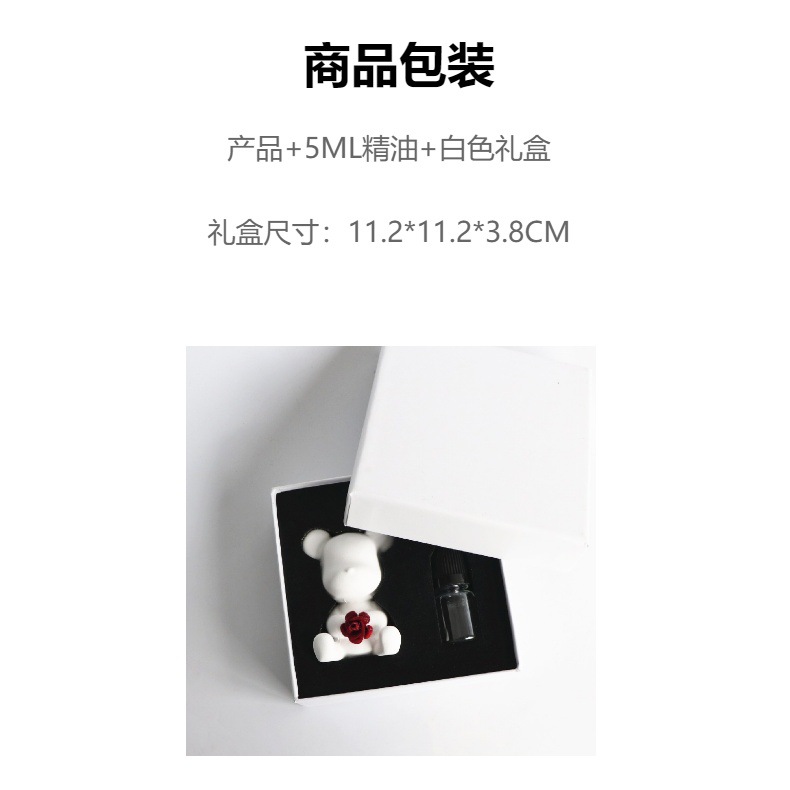 Hot-Selling Export Product: Little Bear Red Flower Women's Car Perfume Aroma Diffuser Gypsum Car Air Vent Clip for Interior