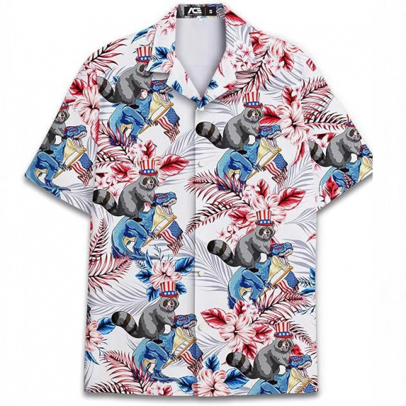 Cross-border American Independence Day Flag Shirt for Men, Summer 3D Digital Print Casual Plus Size Cuban Collar Shirt, Dropshipping Cross-border American Independence Day Flag Shirt for Men, Summer 3D Digital Print Casual Plus Size Cuban Collar Shirt, Dropshipping