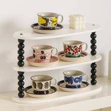 芬兰手绘陶瓷咖啡杯碟套装 中古杯下午茶花茶具杯子复古马克水杯