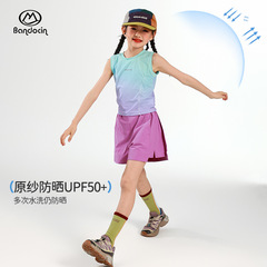 半度の暇な女の子の夏服の運動の半ズボンの洋気の2025新型の子供の夏の薄いタイプの通気性の日焼け止めのカジュアルなズボン
