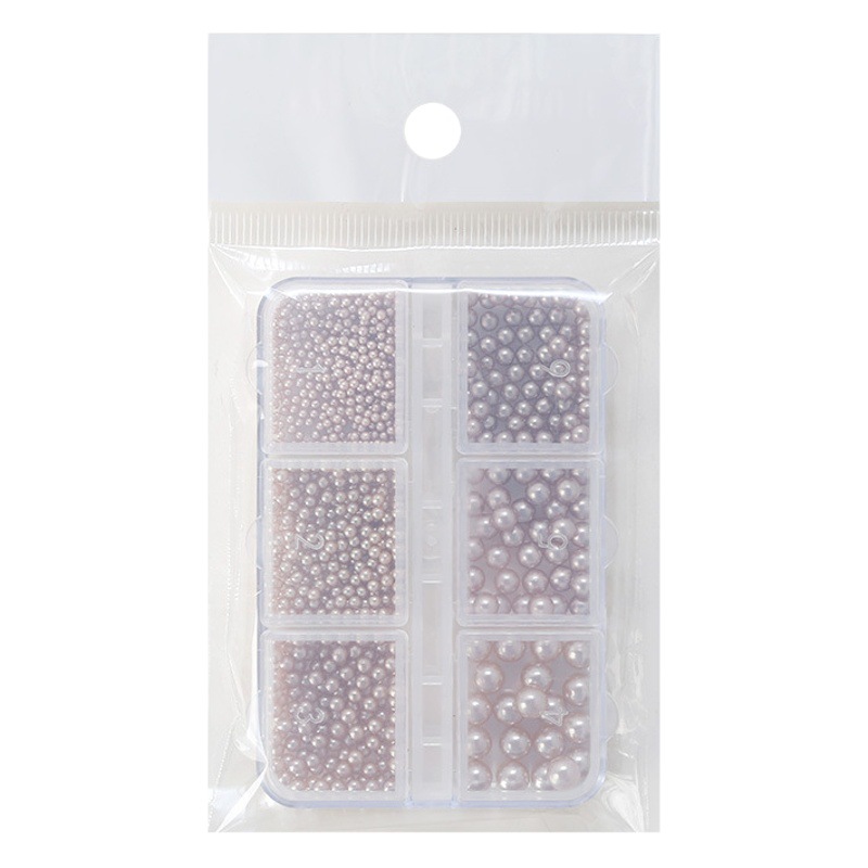 Manicura Maillard Pearl 6 rejilla en caja Otoño e Invierno té marrón redondo Brillante Perla marrón joyería tridimensional de uñas