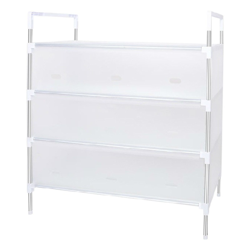 Zapatero de almacenamiento a prueba de polvo, zapatero multicapa de acero inoxidable, combinación de puerta, zapatero simple, estante de almacenamiento interior para el hogar