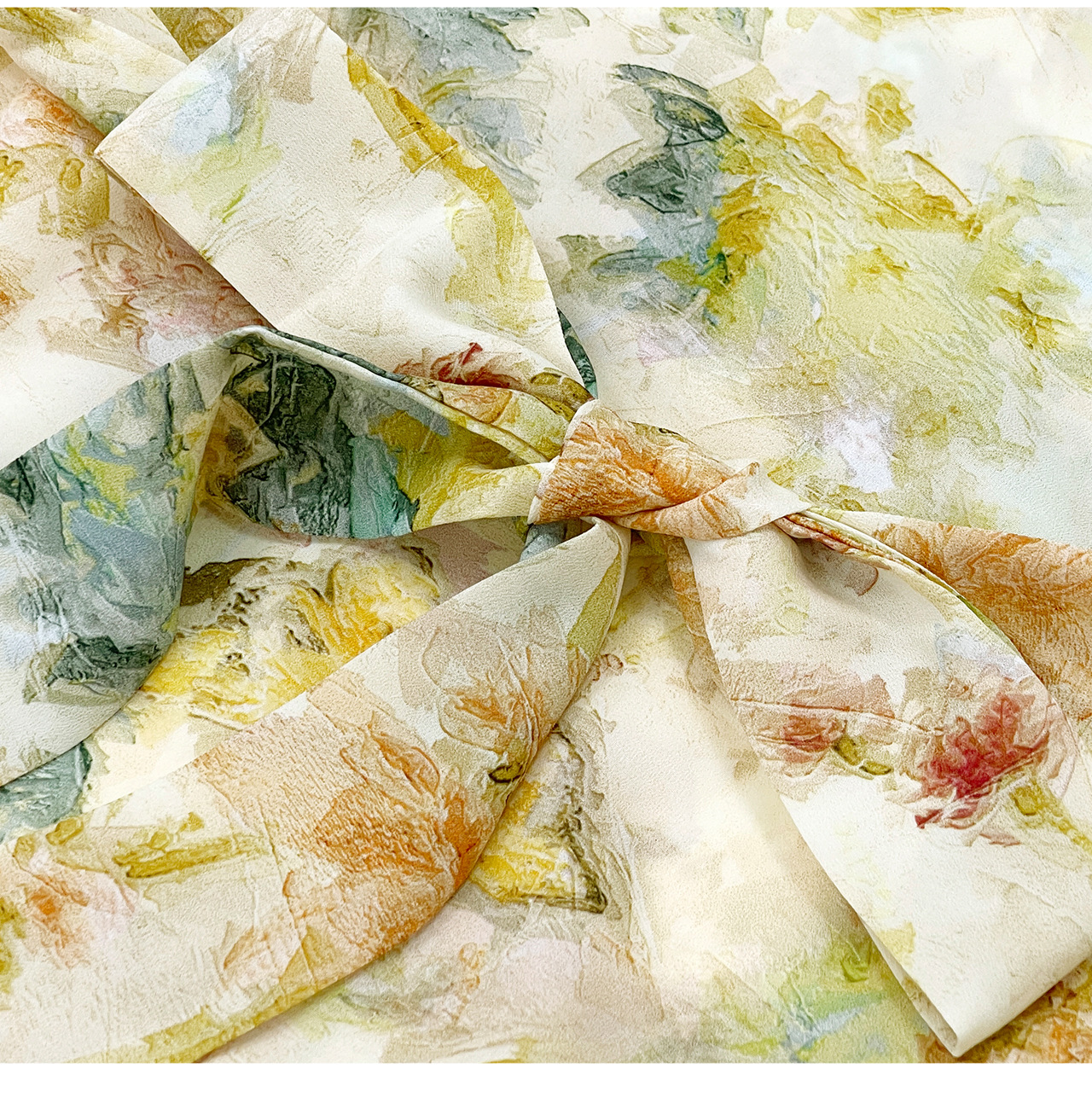 Đầm maxi nữ tay phồng hoa nhí chất liệu voan chiffon — xanh lá cây chi tiết 27