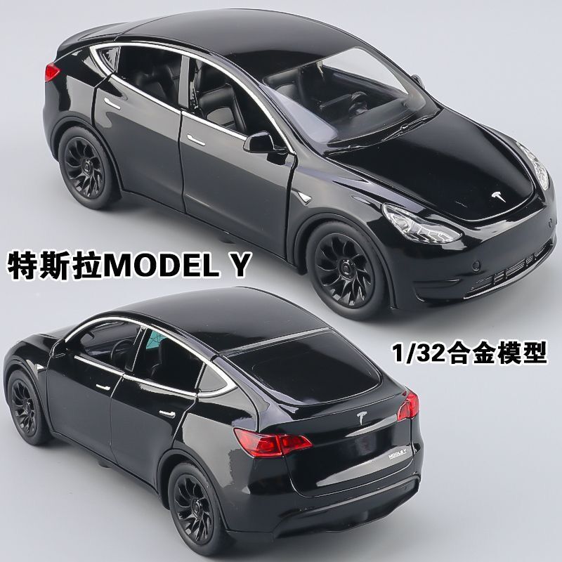 1:32 Tesla Model Y Car Model Collectible Sound and Light Pull-Back Alloy Toy Car Boys' Display Car Wholesale