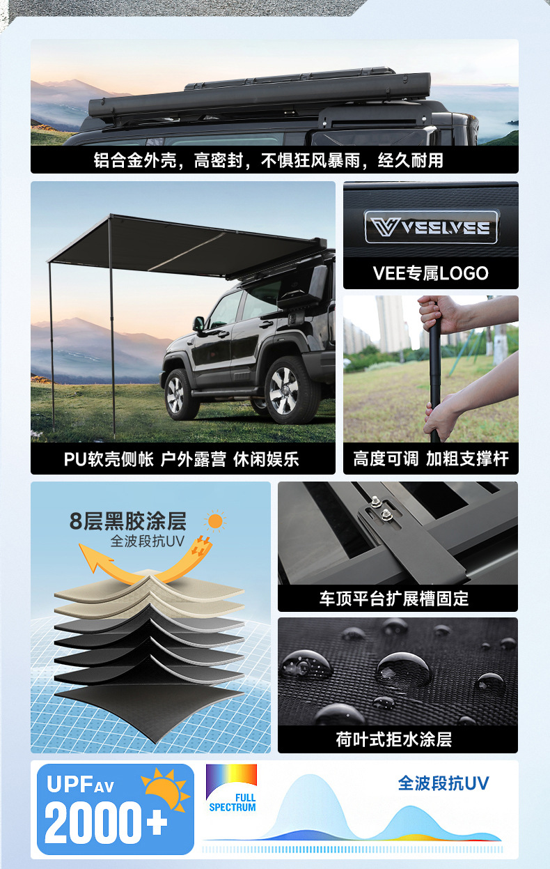 Brand New Bj40 Wind-Chasing Roof Rack Frame Off-Road Modification Folding Ladder Expansion Platform Side Tent Backpack