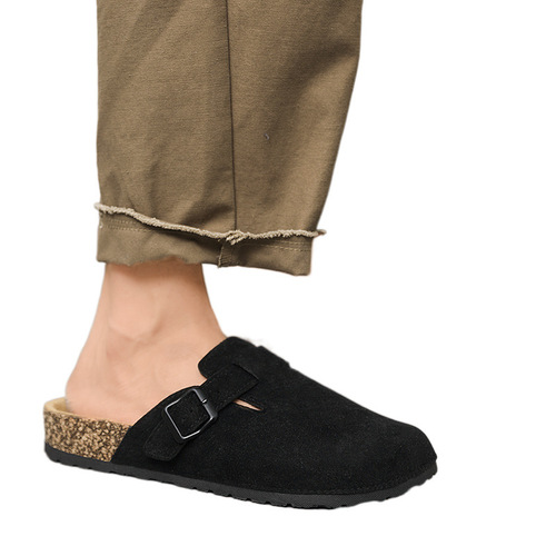 Best-selling men's and women's Birkenshine shoes, cowhide toe half slipper, thick bottom slipper for outdoor wear, fishing soft sole cork Birkenshine shoes 