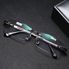 天然水晶超軽量フレームレスファッショナブルでスタイリッシュな中高年向けの快適なブルーライト放射男性用クリスタル老眼鏡