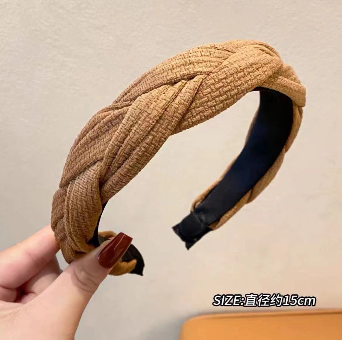 Cabeza de esponja superior de cráneo alto diadema de lavado de cara femenino diadema retro francés de ala ancha de leche color café paquete de cabello de horquilla al por mayor