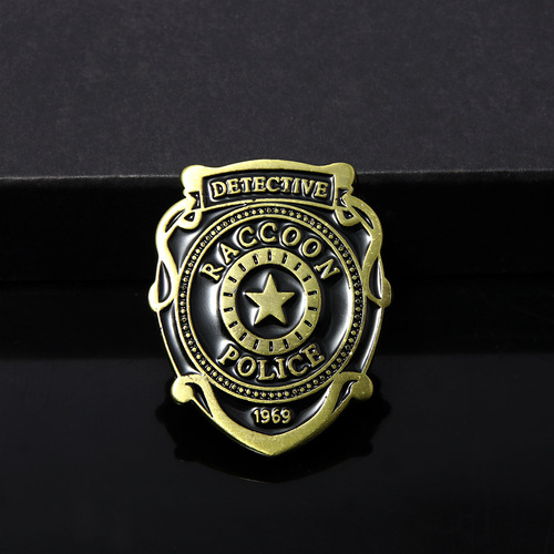 Game peripherals Resident Evil Raccoon City Detective Medal Brooch Movie Police Shield POLICE Logo Badge