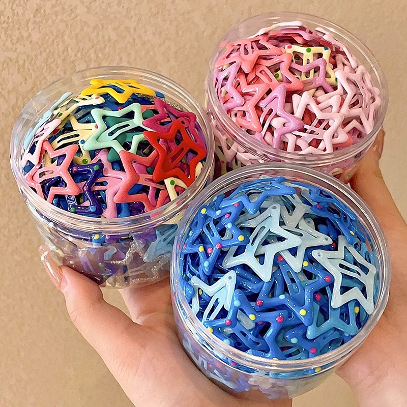 Estrellas de color clip de cabello para mujeres clip lateral de dopamina para niños clip de cabello para niñas pentagramas detrás de la cabeza clip de cabello BB