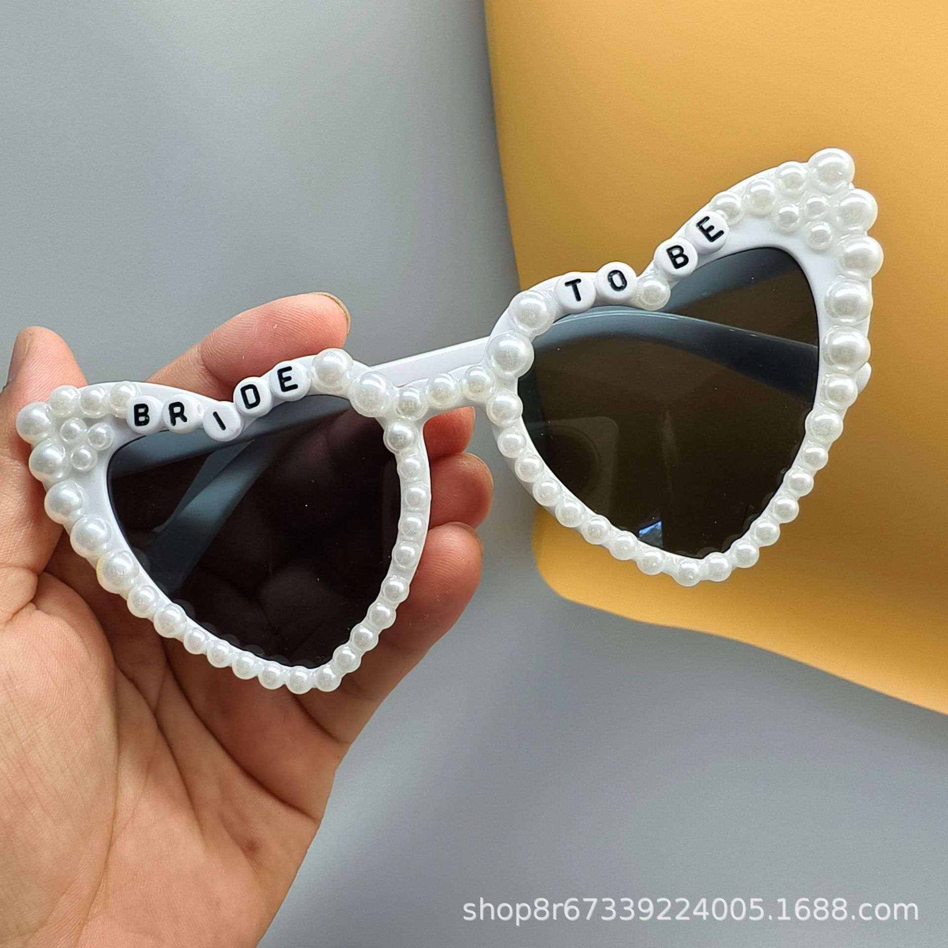 跨境亚马逊Bride新娘派对太阳镜字母珍珠桃心派对墨镜JUST MARRIE