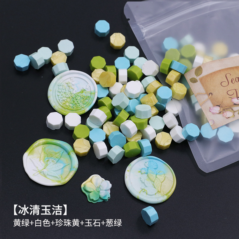 Ocho-lado fuego pintura cera grano mezclado color 35g bolsa de embalaje fuego pintura cera sello al por mayor sobre DIY mano cuenta de sellado Uso de cera