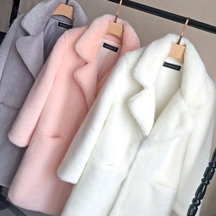 Winter New Imitation Mink Fur Imitation Fur Outwear Women's Medium-Length Young Fashion Outwear Thickeneded Warm Outwear
