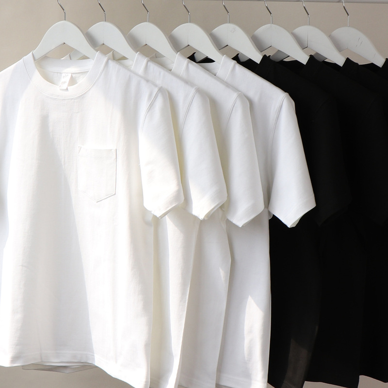 American-Style Heavyweight 270g Pocket Pure Cotton Short-Sleeve T-Shirt Couple Unisex Solid Color Half-Sleeve Top Base Round Neck Loose American-Style Heavyweight 270g Pocket Pure Cotton Short-Sleeve T-Shirt Couple Unisex Solid Color Half-Sleeve Top Base Round Neck Loose