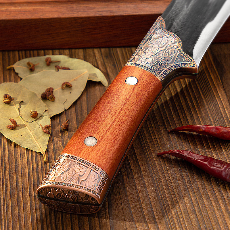Fábrica directa de cuchillo de hueso de acero inoxidable forjado a mano cerdo matador cuchillo de corte de carne comercial de carne de vaca y ovejas